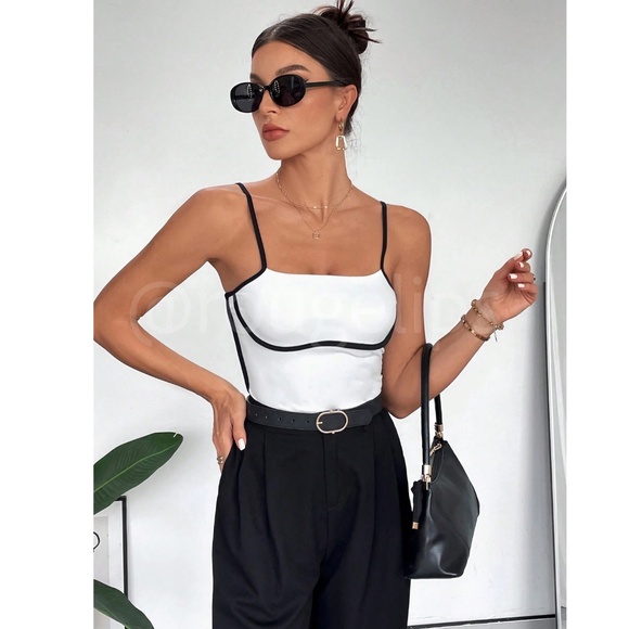 Rouge! White and Black Trim Tank Top - Picture 2 of 13